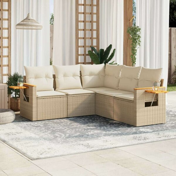 VidaXL Polyrattan Kerti Ülőgarnitúra - 5 részes - Bézs