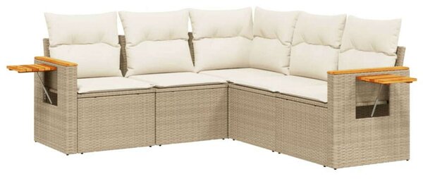 VidaXL Polyrattan Kerti Ülőgarnitúra - 5 részes - Bézs