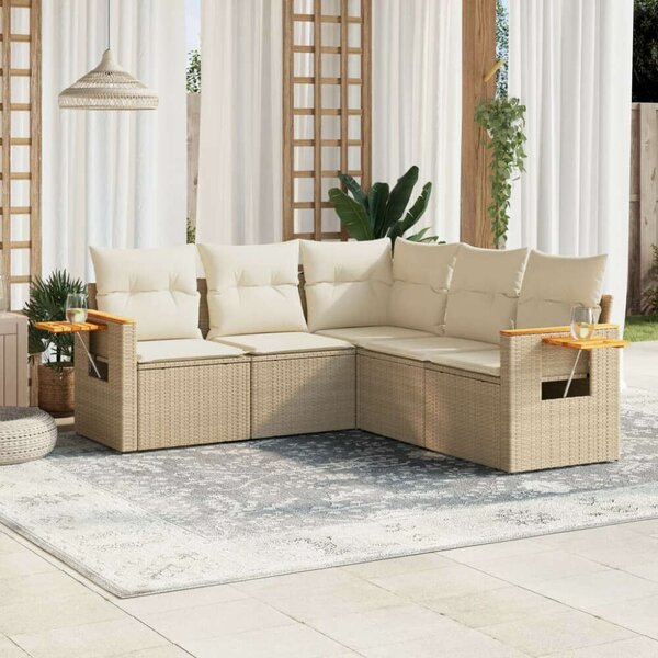 VidaXL Polyrattan Kerti Ülőgarnitúra - 5 részes - Bézs