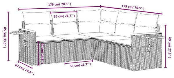 VidaXL Polyrattan Kerti Ülőgarnitúra - 5 részes - Bézs