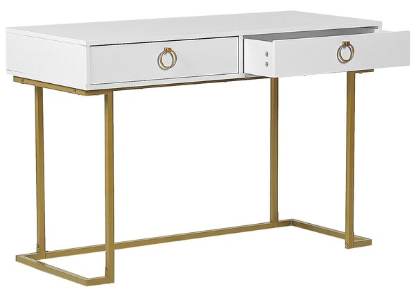 Konzolasztal WESTPORT Fehér/arany 115 cm 50 cm fiókokkal