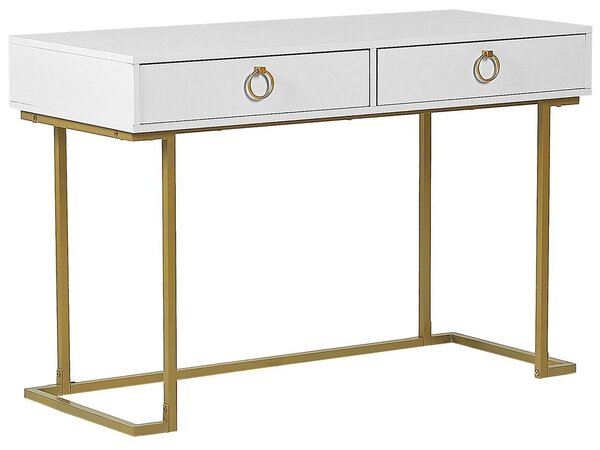 Konzolasztal WESTPORT Fehér/arany 115 cm 50 cm fiókokkal