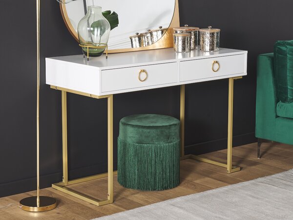 Konzolasztal WESTPORT Fehér/arany 115 cm 50 cm fiókokkal