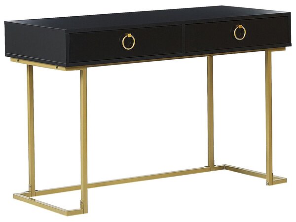Konzolasztal WESTPORT Fekete/arany 115 cm 50 cm fiókokkal