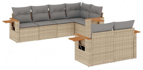 VidaXL Polyrattan Kerti Ülőgarnitúra - 7 részes - Szürke