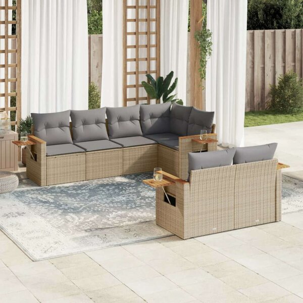 VidaXL Polyrattan Kerti Ülőgarnitúra - 7 részes - Szürke