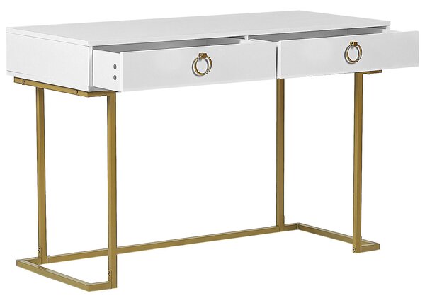 Konzolasztal WESTPORT Fehér/arany 115 cm 50 cm fiókokkal
