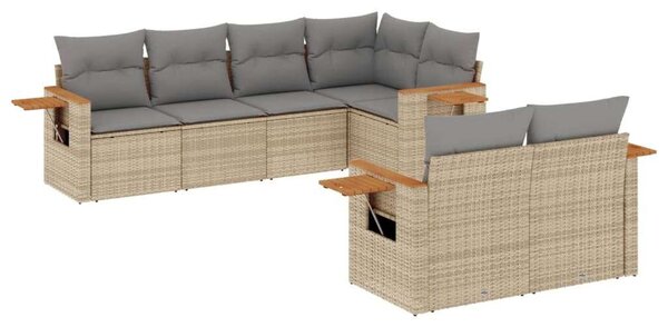 VidaXL Polyrattan Kerti Ülőgarnitúra - 7 részes - Szürke