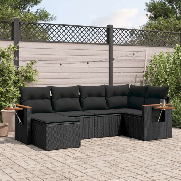 VidaXL Polyrattan Kerti Ülőgarnitúra - 6 részes - Fekete