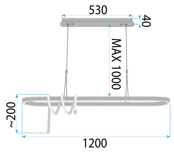 LED Lámpa LHJ040-CP 120 cm BLACK