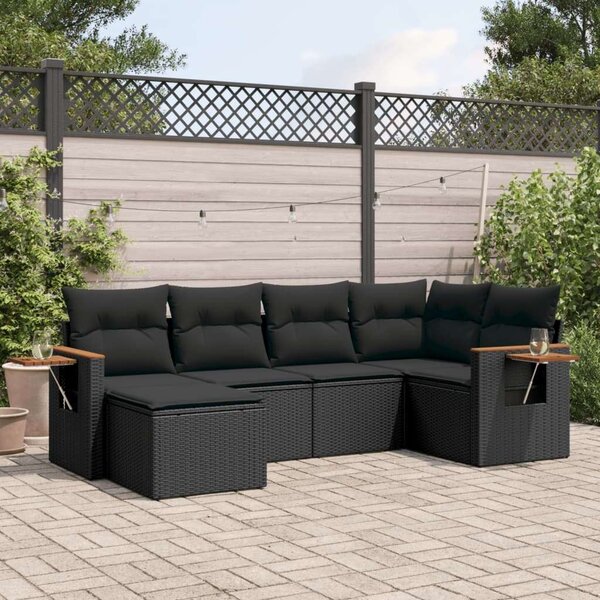 VidaXL Polyrattan Kerti Ülőgarnitúra - 6 részes - Fekete