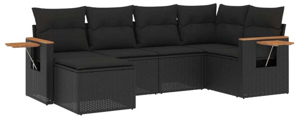 VidaXL Polyrattan Kerti Ülőgarnitúra - 6 részes - Fekete
