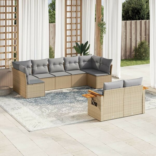 VidaXL Polyrattan Kerti Ülőgarnitúra - 9 részes - Bézs