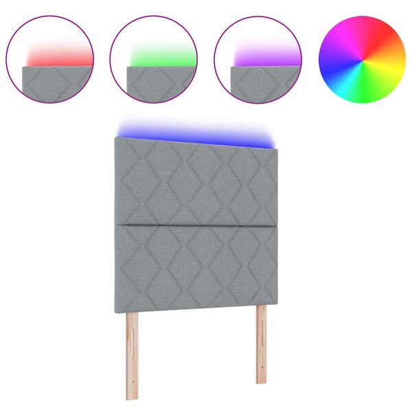 LED Fejtámla Gyémántblokkok Mintázat Világosszürke 100 cm Szövet