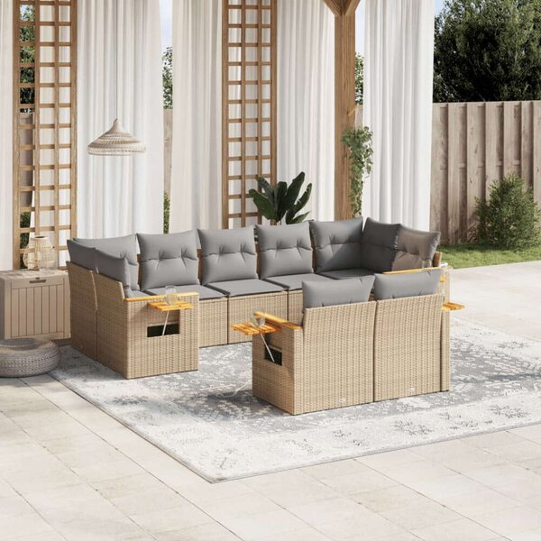 VidaXL Polyrattan Kerti Ülőgarnitúra - 9 részes - Bézs