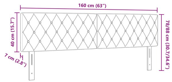 LED Fejtámla Kristály Gombos Párnázott Sötétszürke 80 cm Bársony