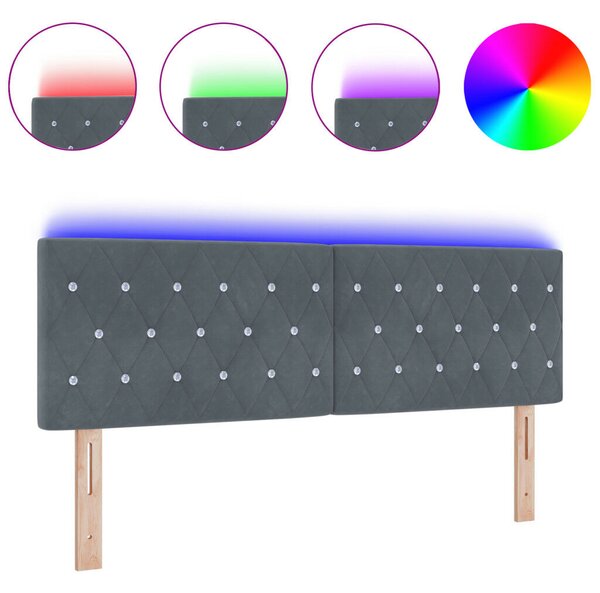 LED Fejtámla Kristály Gombos Párnázott Sötétszürke 80 cm Bársony