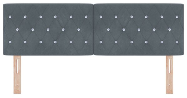 LED Fejtámla Kristály Gombos Párnázott Sötétszürke 80 cm Bársony