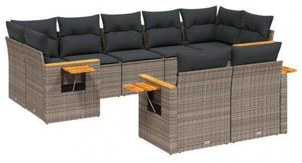 VidaXL Polyrattan Kerti Ülőgarnitúra - 9 részes - Szürke