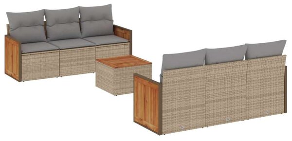 VidaXL Polyrattan Kerti Ülőgarnitúra - 7 részes - Bézs