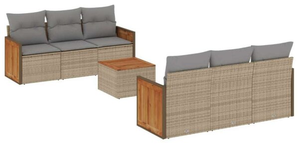 VidaXL Polyrattan Kerti Ülőgarnitúra - 7 részes - Bézs