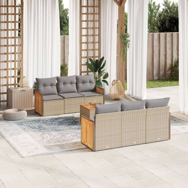 VidaXL Polyrattan Kerti Ülőgarnitúra - 7 részes - Bézs