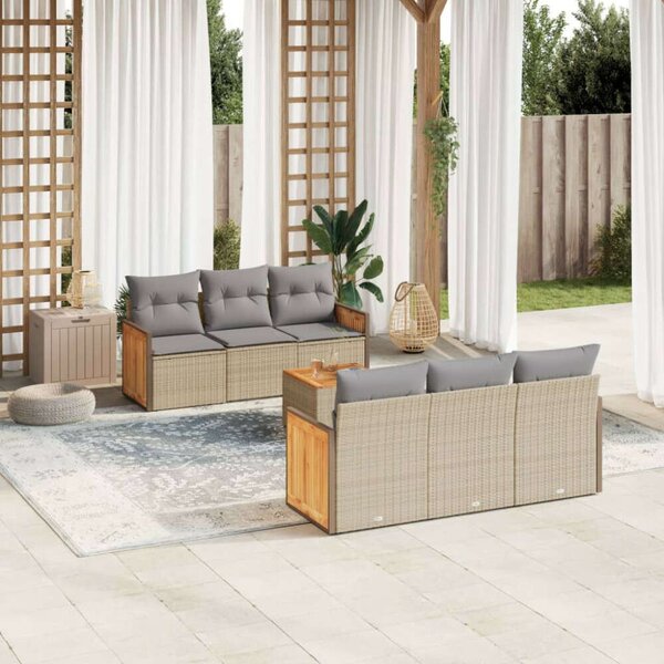 VidaXL Polyrattan Kerti Ülőgarnitúra - 7 részes - Bézs