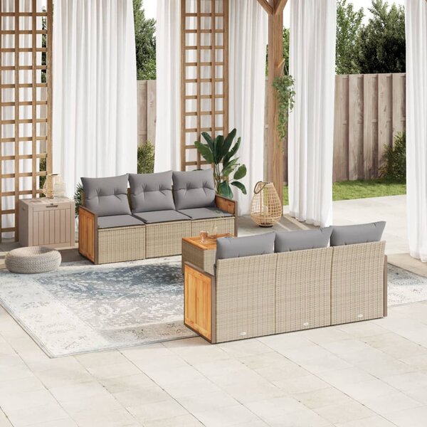 VidaXL Polyrattan Kerti Ülőgarnitúra - 7 részes - Bézs