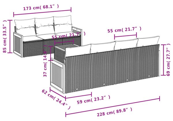 VidaXL Polyrattan Kerti Ülőgarnitúra - 8 részes - Bézs