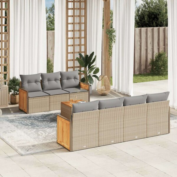 VidaXL Polyrattan Kerti Ülőgarnitúra - 8 részes - Bézs