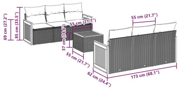 VidaXL Polyrattan Kerti Ülőgarnitúra - 7 részes - Bézs