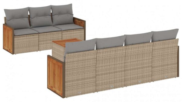 VidaXL Polyrattan Kerti Ülőgarnitúra - 8 részes - Bézs