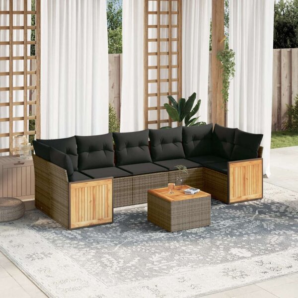 VidaXL Polyrattan Kerti Ülőgarnitúra - 8 részes - Szürke