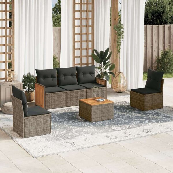 VidaXL Polyrattan Kerti Ülőgarnitúra - 6 részes - Szürke