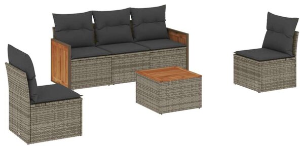 VidaXL Polyrattan Kerti Ülőgarnitúra - 6 részes - Szürke