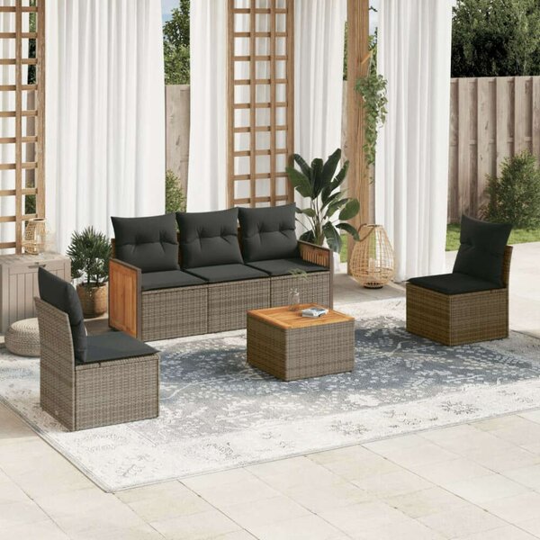 VidaXL Polyrattan Kerti Ülőgarnitúra - 6 részes - Szürke