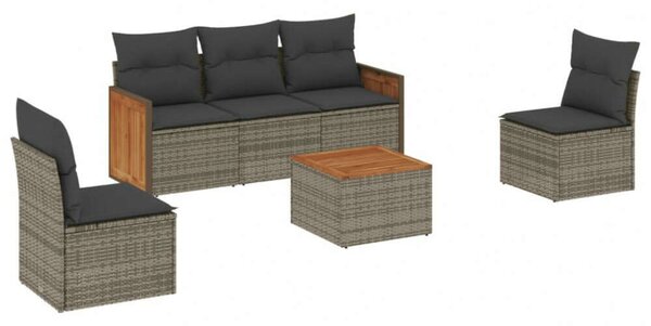 VidaXL Polyrattan Kerti Ülőgarnitúra - 6 részes - Szürke