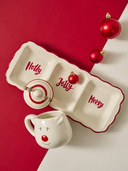 Sinsay - Karácsonyi tálca Holly Jolly Merry felirattal - többszínű