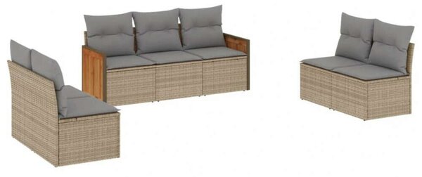 VidaXL Polyrattan Kerti Ülőgarnitúra - 7 részes - Bézs