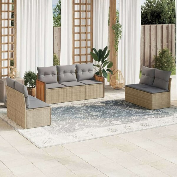 VidaXL Polyrattan Kerti Ülőgarnitúra - 7 részes - Bézs