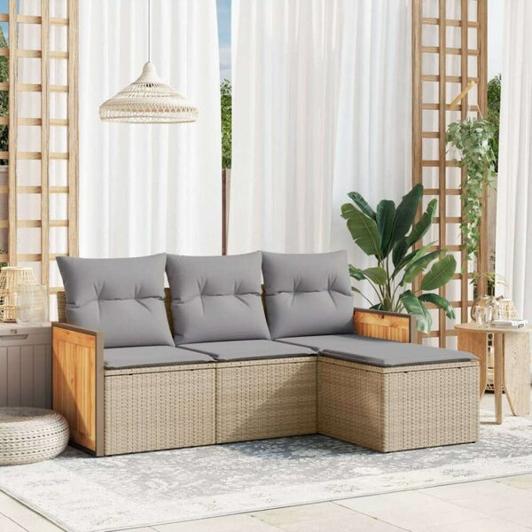 VidaXL Polyrattan Kerti Ülőgarnitúra - 4 részes - Bézs