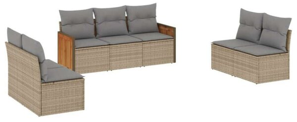 VidaXL Polyrattan Kerti Ülőgarnitúra - 7 részes - Bézs