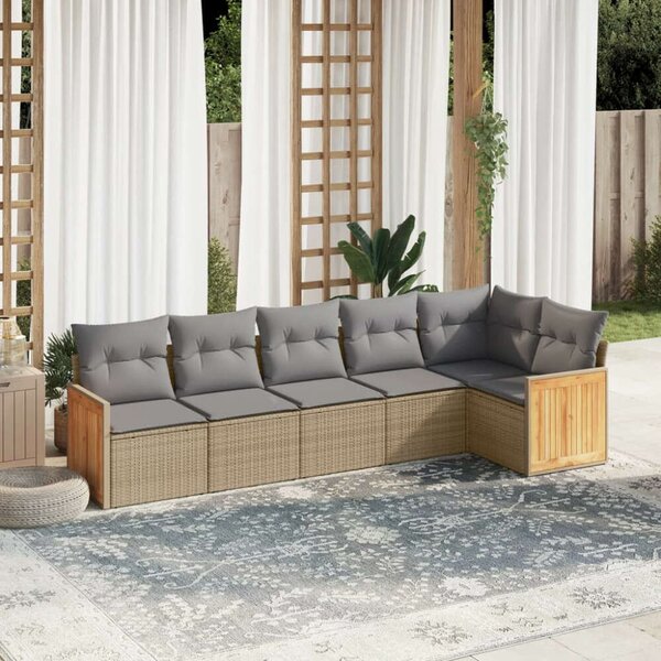 VidaXL Polyrattan Kerti Ülőgarnitúra - 6 részes - Bézs