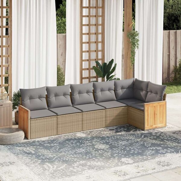 VidaXL Polyrattan Kerti Ülőgarnitúra - 6 részes - Bézs
