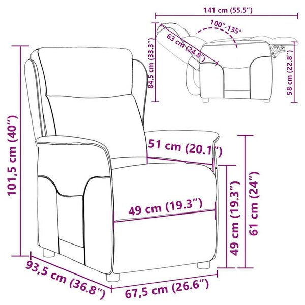 VidaXL Fotel ágy Krém 67.5 x 93.5 x 101.5 cm szövet