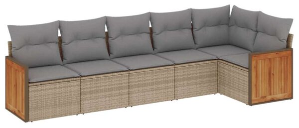 VidaXL Polyrattan Kerti Ülőgarnitúra - 6 részes - Bézs