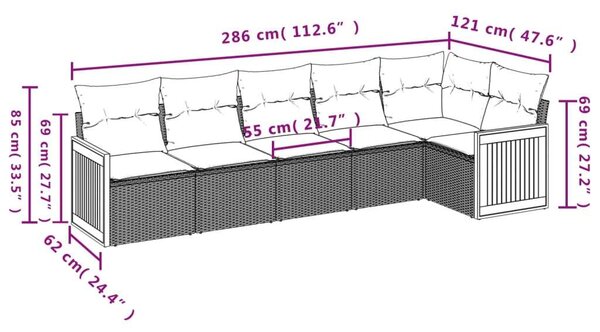 VidaXL Polyrattan Kerti Ülőgarnitúra - 6 részes - Bézs