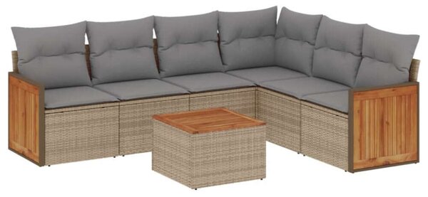 VidaXL 7 részes Polyrattan Kerti Ülőgarnitúra - Bézs