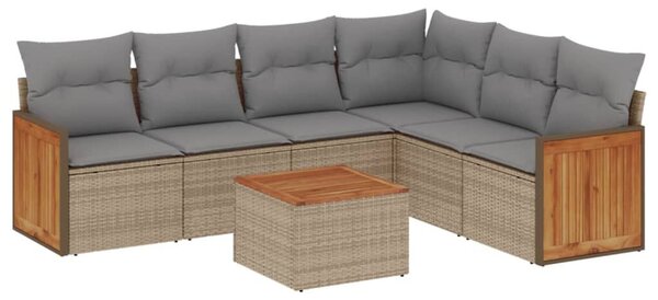 VidaXL 7 részes Polyrattan Kerti Ülőgarnitúra - Bézs