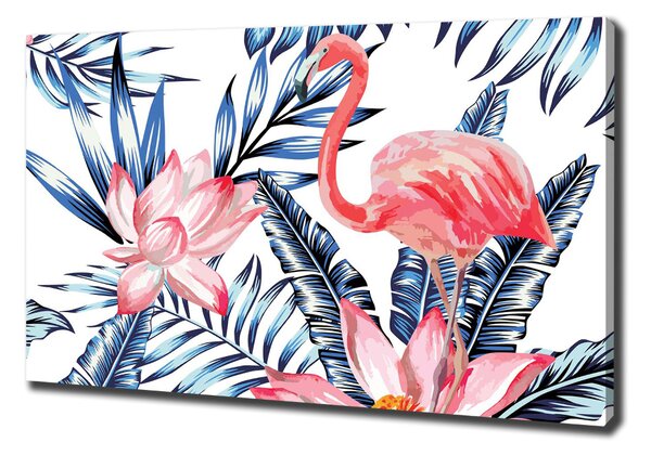 Vászonkép Flamingók és növények